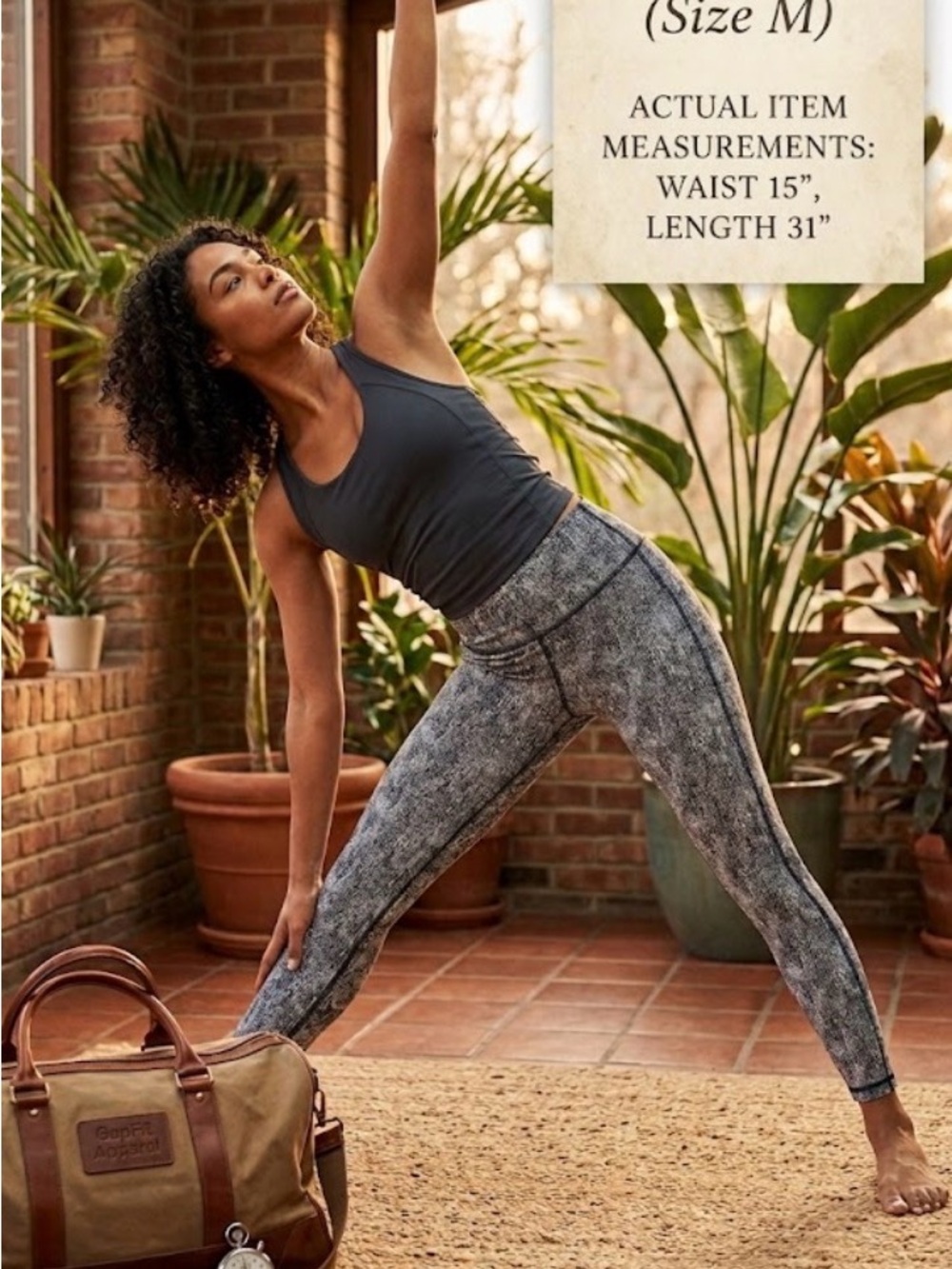 GapFit High-Waisted Printed Leggings - Black & White Marble / Size M